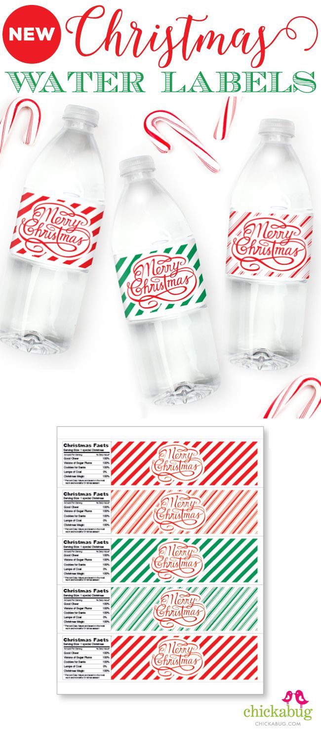 New Christmas Water Labels (Printed-And-Shipped Or Instant for Christmas Water Bottle Labels Free Printable