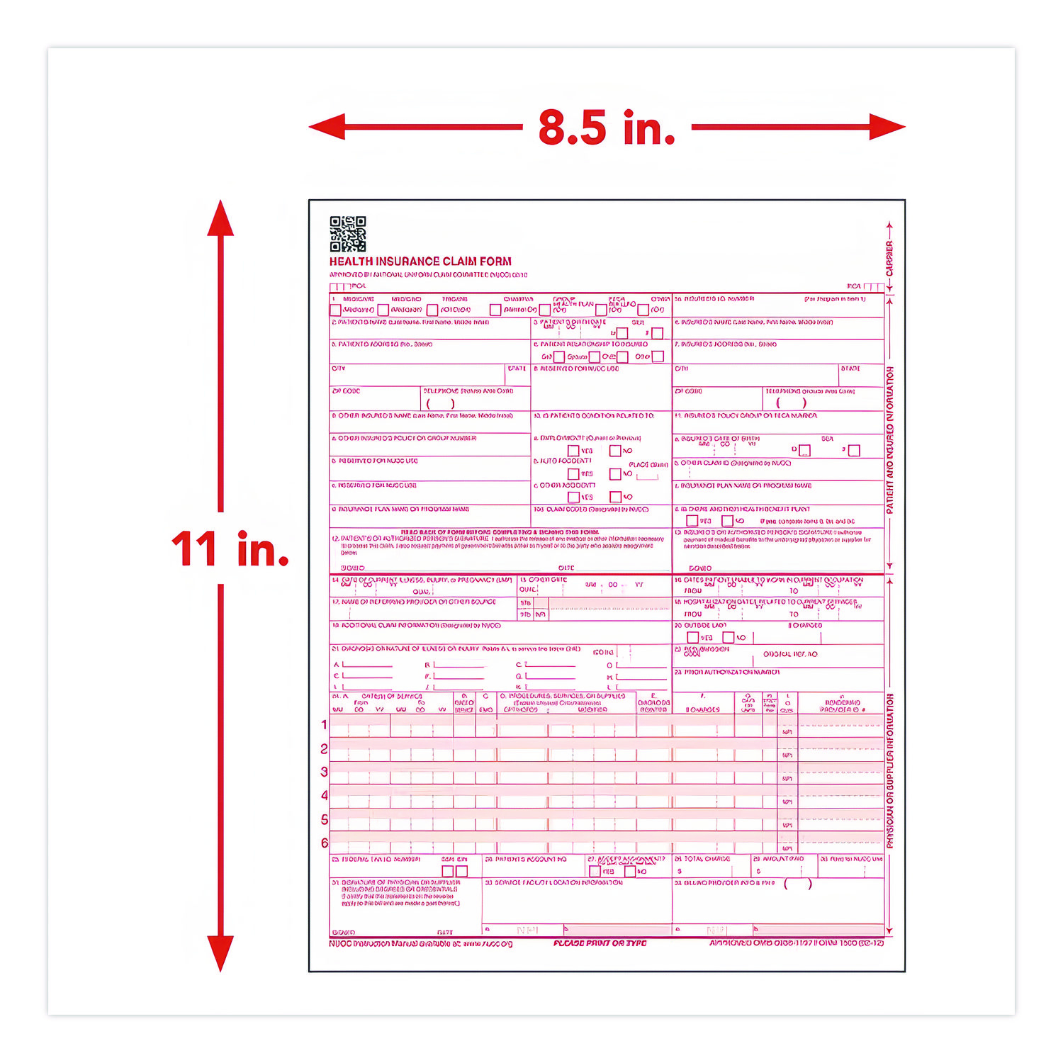 New Cms-1500 02/12 Claim Form (25 Forms Printable Printable Cms intended for Free Printable Cms 1500 Form 02 12