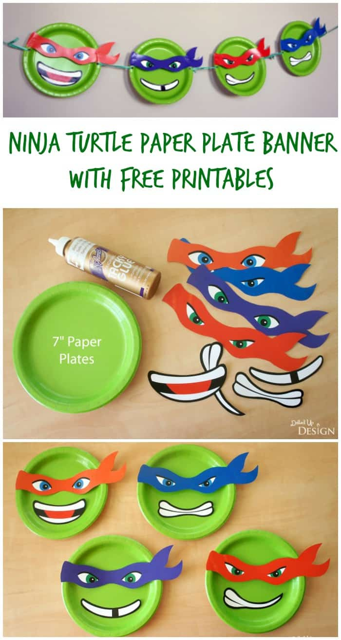 Ninja Turtle Paper Plate Banner With Free Printables in Free Printable Ninja Turtle Birthday Banner