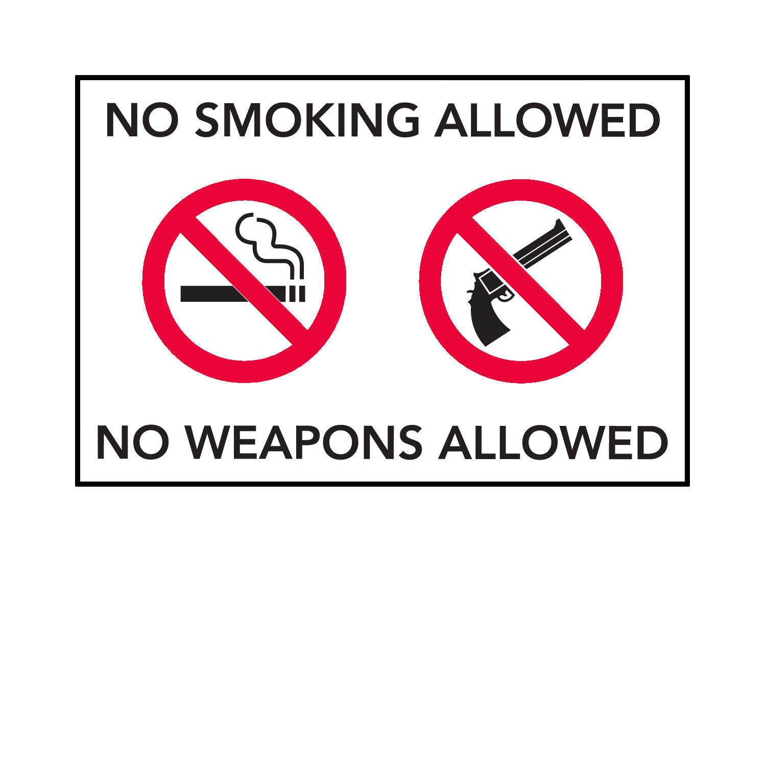 No Smoking No Weapons Allowed (Symbols W/Copy) with regard to Free Printable No Guns Allowed Sign