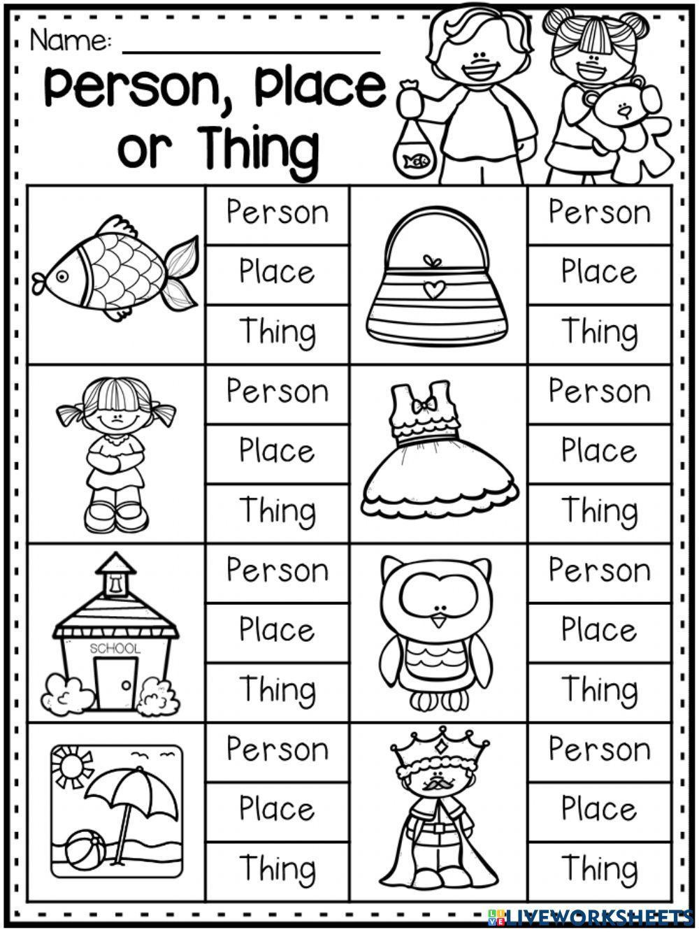 Nouns Online Exercise For Grade 1 | Live Worksheets - Worksheets in Free Noun Printables