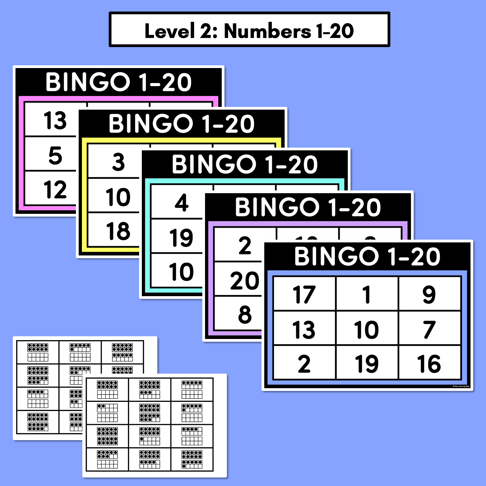 Number 1-20 Bingo With Ten Frames - Mrs Learning Bee intended for Free Printable Number Bingo Cards 1 20