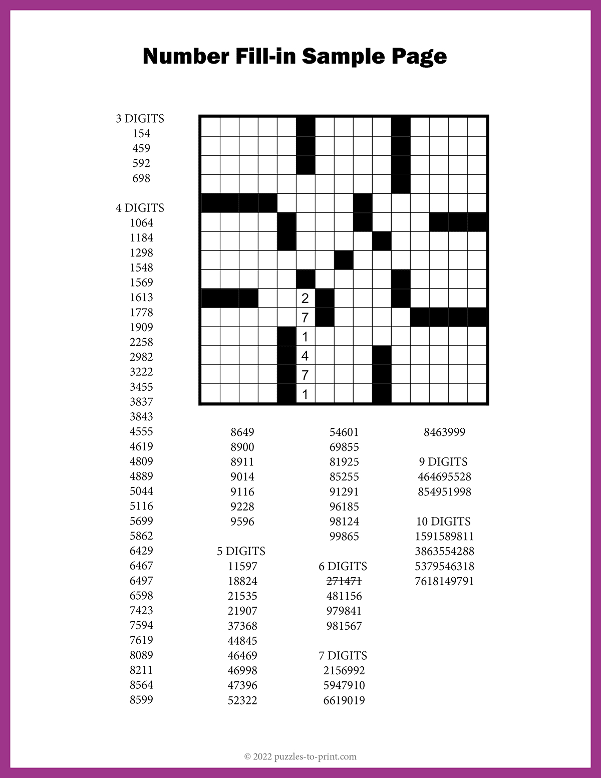 Number Fill In Puzzles intended for Number Fill In Puzzles Free Printable