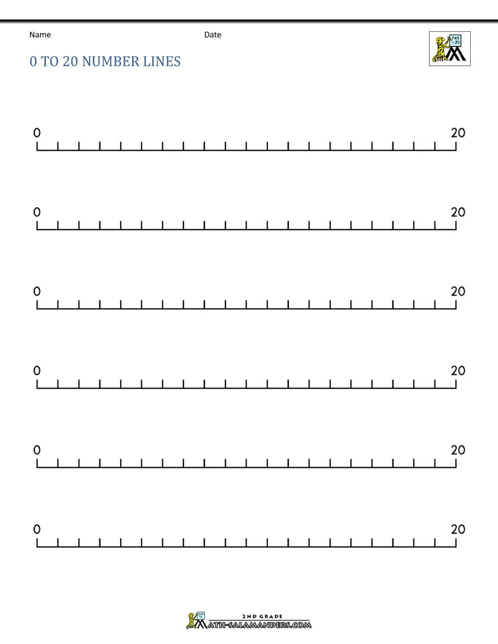 Number Line 0 To 20 with Free Printable Number Line Worksheets