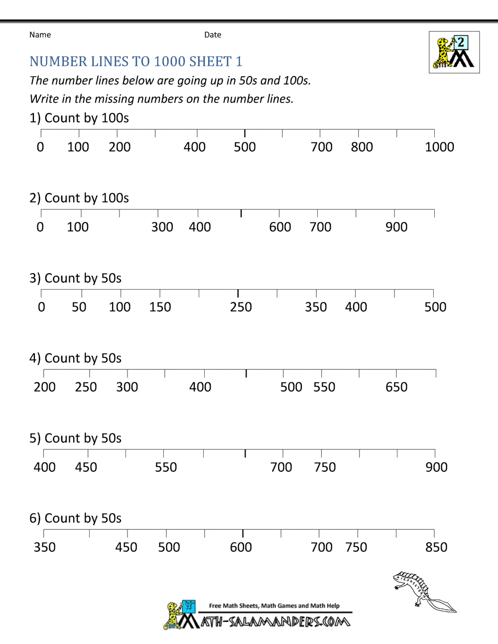 Number Line Worksheets Up To 1000 in Free Printable Number Line Worksheets