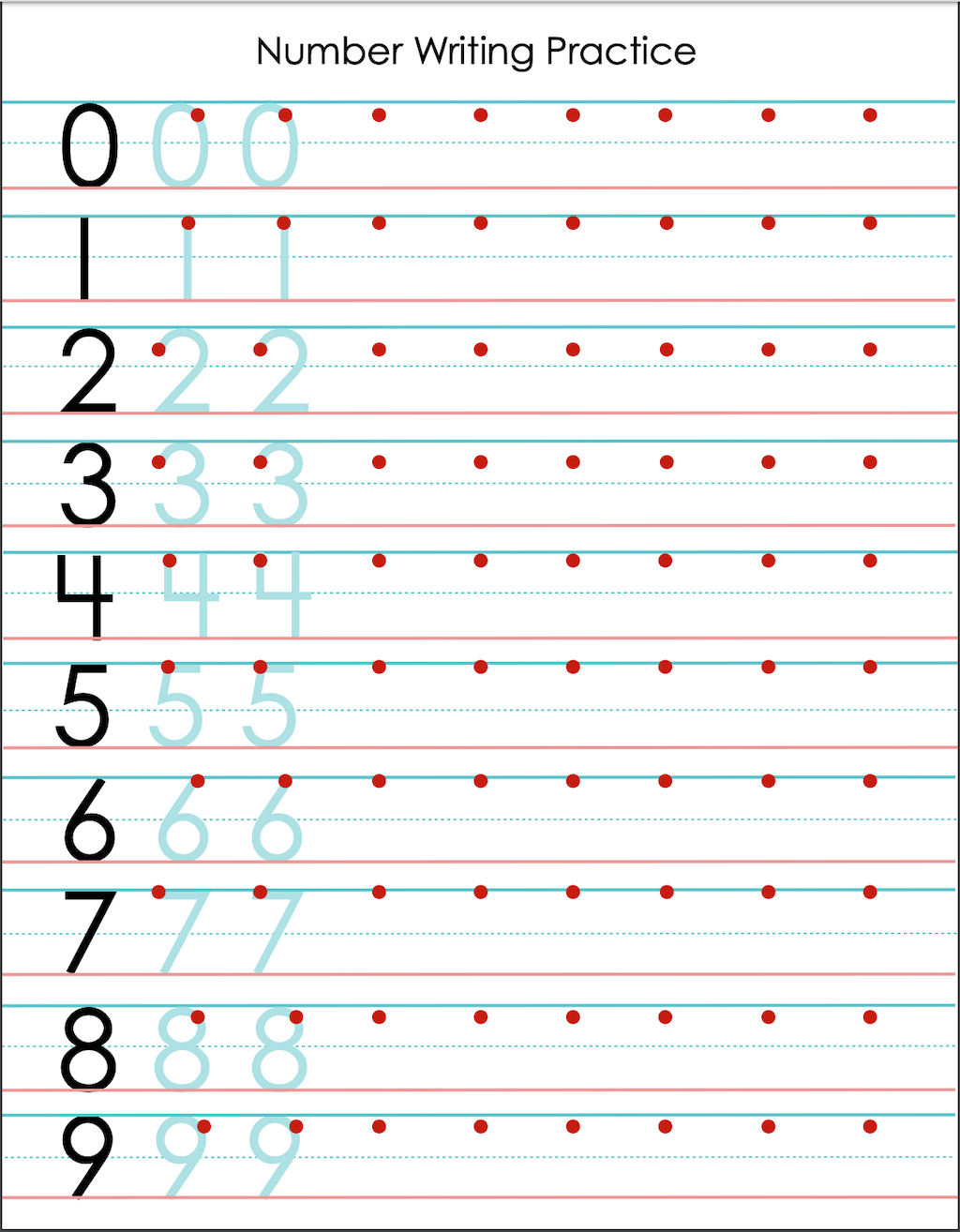Number Writing Practice Sheet (Free Printable) - Flanders Family for Free Printable Writing Sheets