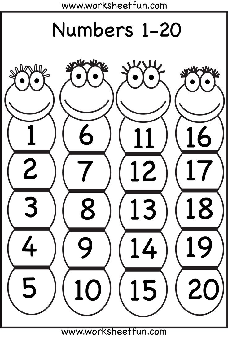Numbers 1-20 – Five Worksheets / Free Printable Worksheets inside Free Printable Numbers 1 20 Worksheets