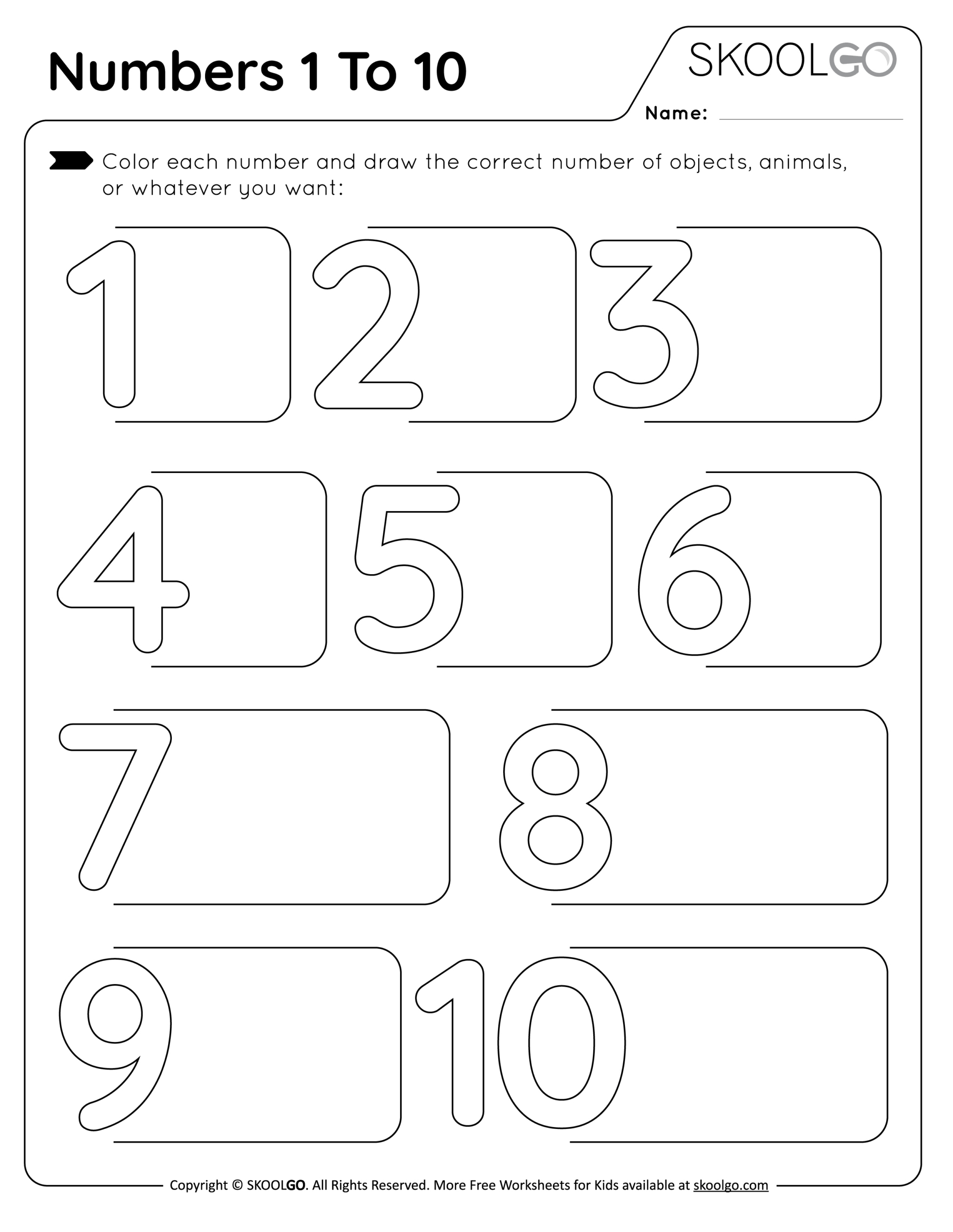 Numbers 1 To 10 - Free Worksheet - Skoolgo intended for Free Printable Counting Worksheets 1 10