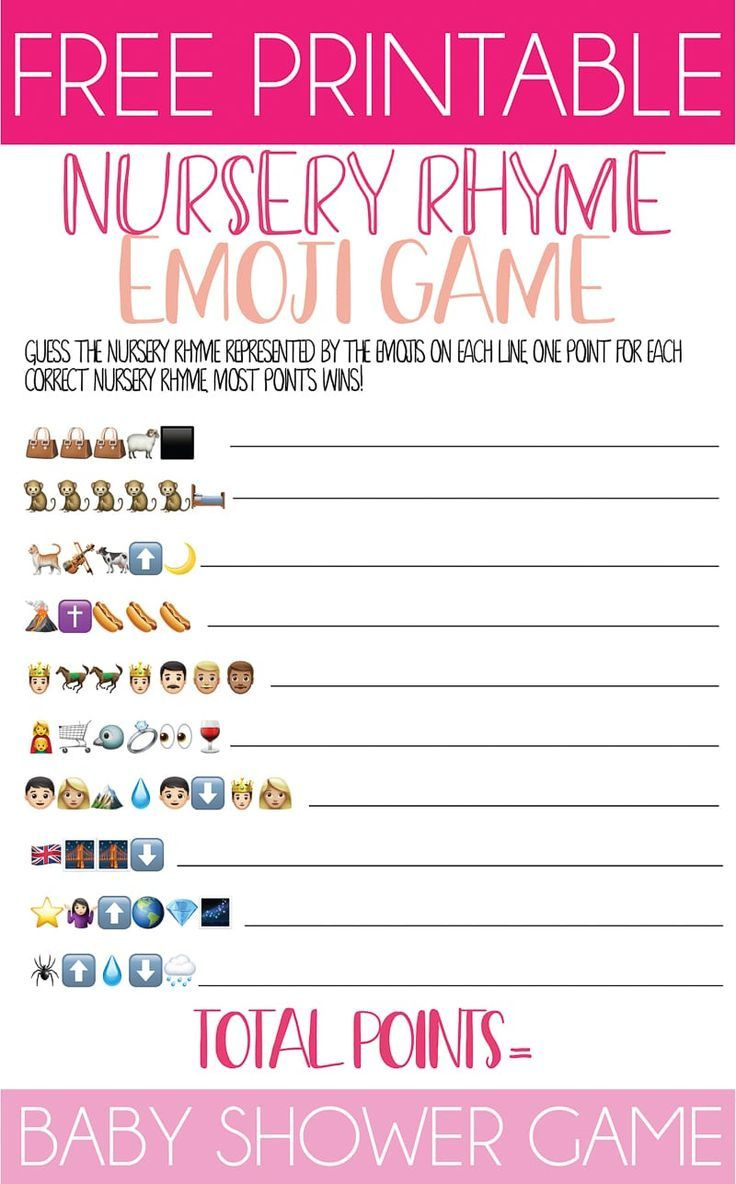 Nursery Rhyme Baby Shower Emoji Game inside Emoji Baby Shower Game Free Printable