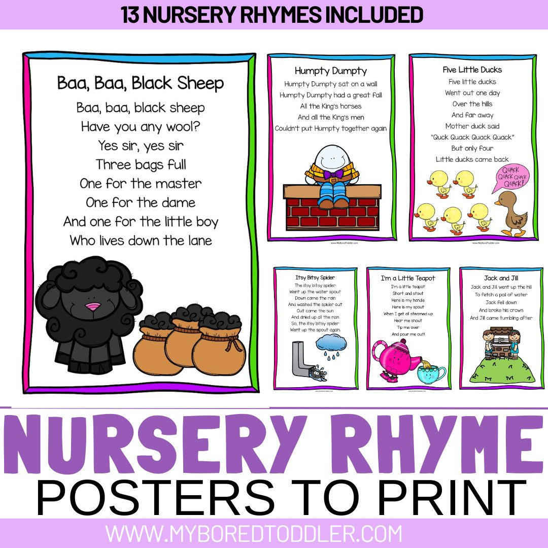 Nursery Rhyme Posters To Print Toddler Preschool - My Bored Toddler within Free Printable Nursery Rhymes
