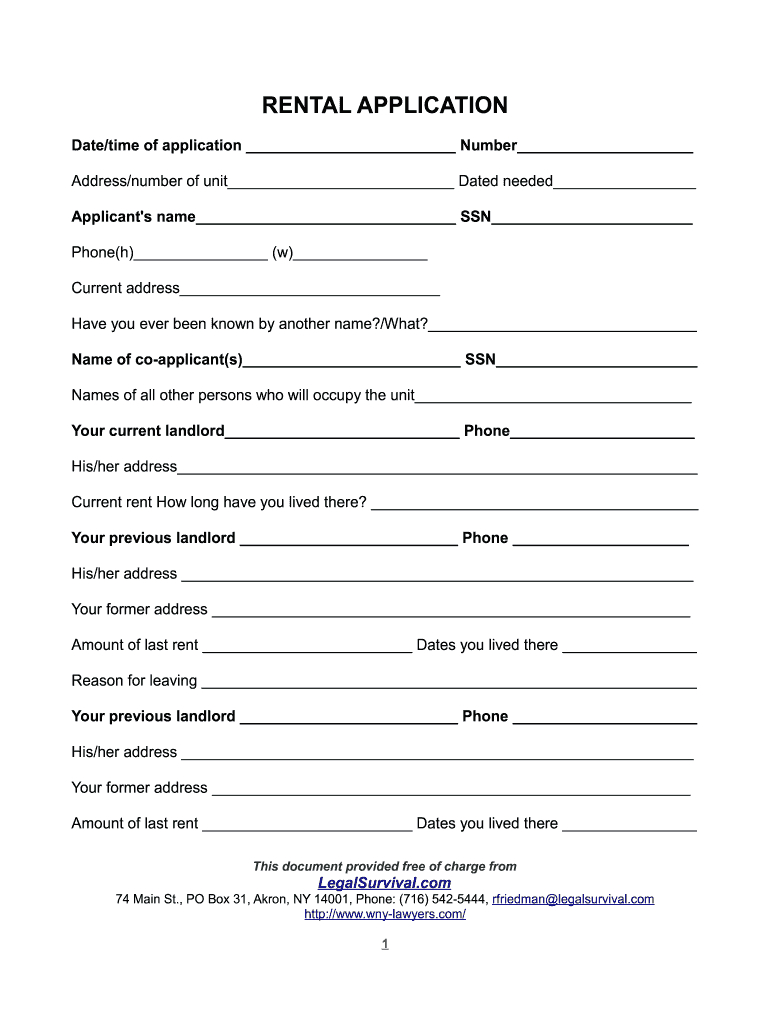 Ny Friedman Ranzenhofer Rental Application Form - Fill Online pertaining to Free Printable Rental Agreement