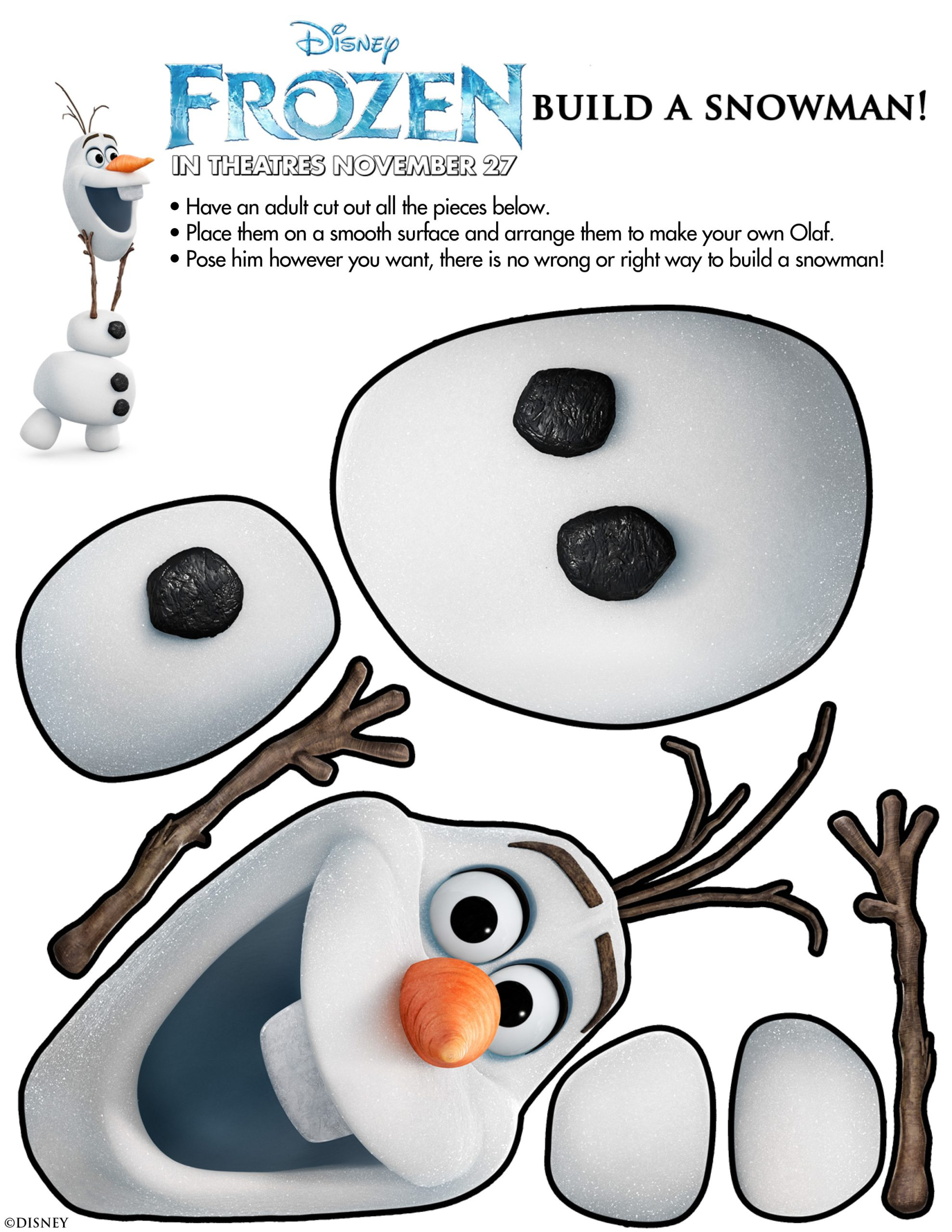 Olaf Printable From Disney Frozen - Olaf Template For Crafts! in Free Frozen Printables