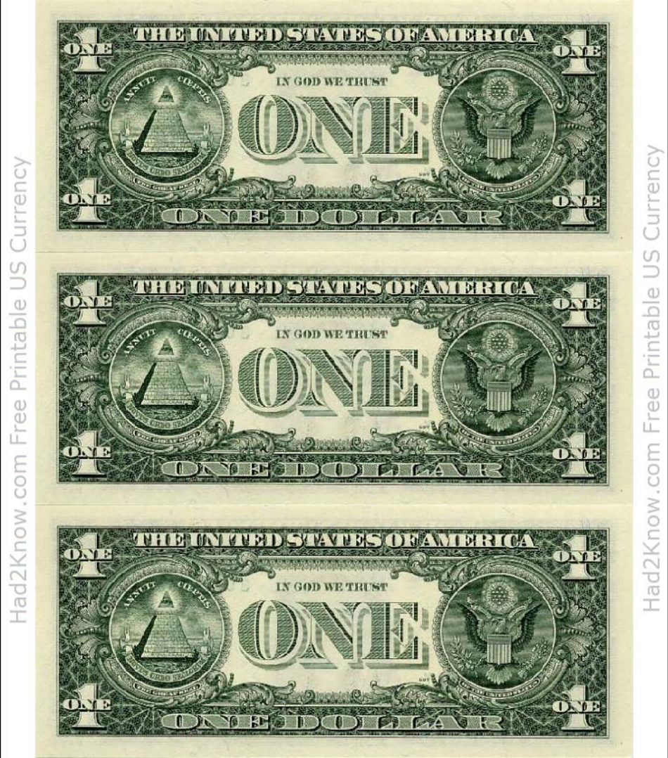 One Dollar Bill Template - Back Download Printable Pdf intended for Free Printable Dollar Bill Template