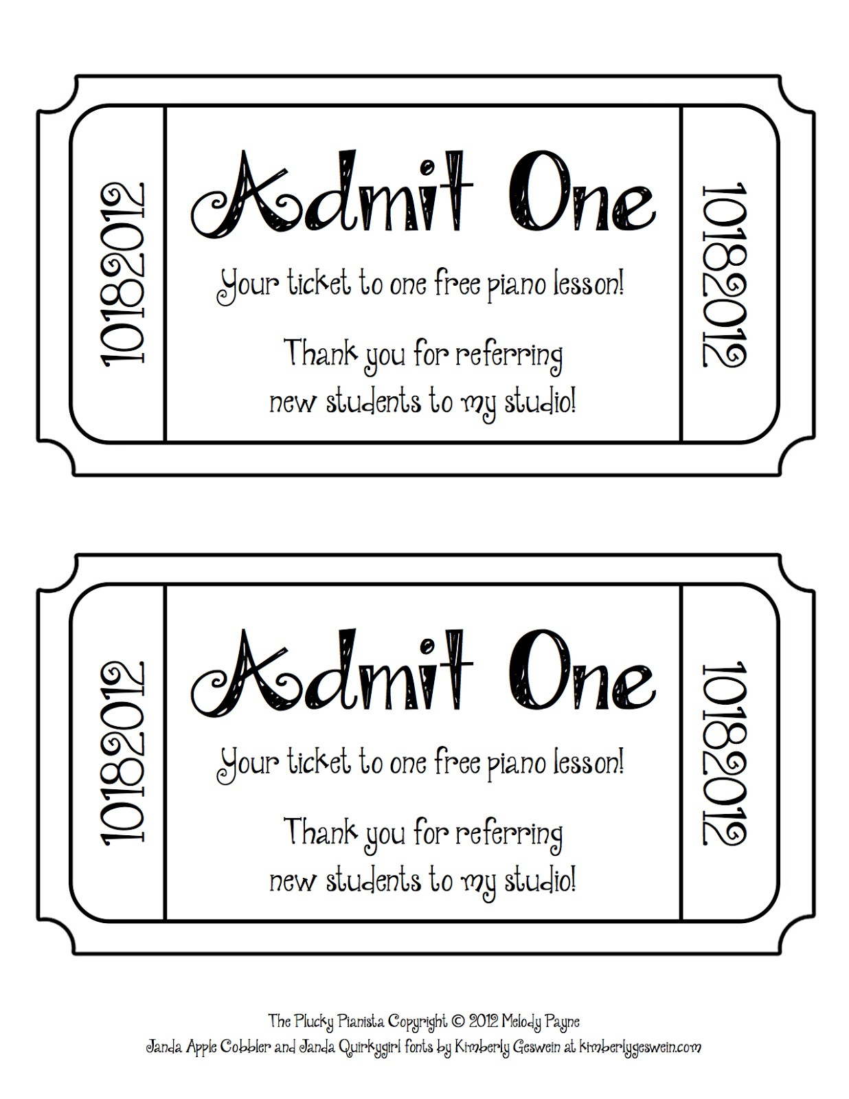 One Free Ticket Template - Clip Art Library - Worksheets Library intended for Free Printable Admit One Invitations