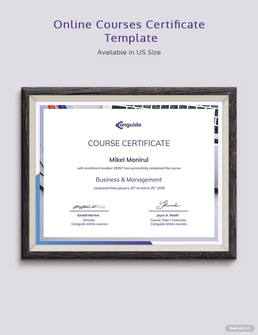 Online Courses Certificate Template In Word, Indesign, Psd with regard to Free Online Courses With Printable Certificates