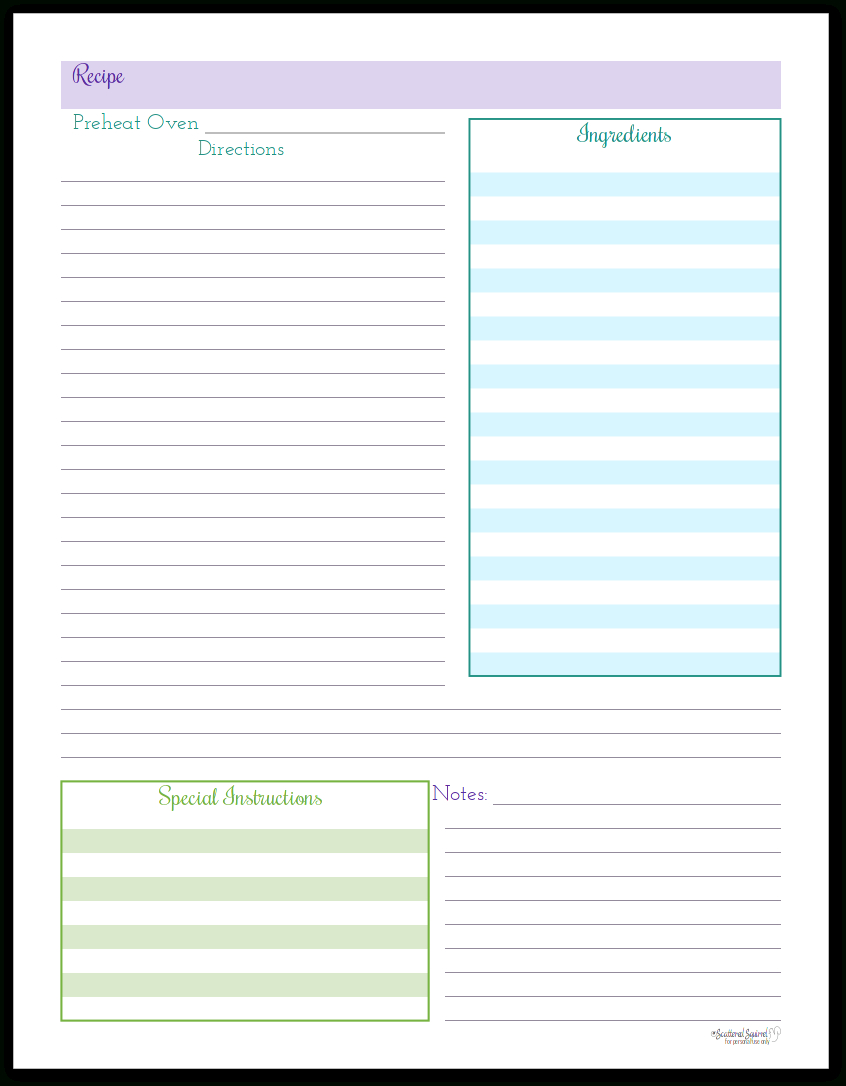 Organize Your Recipes With These Handy Recipe Page Printables throughout Free Printable Recipe Pages