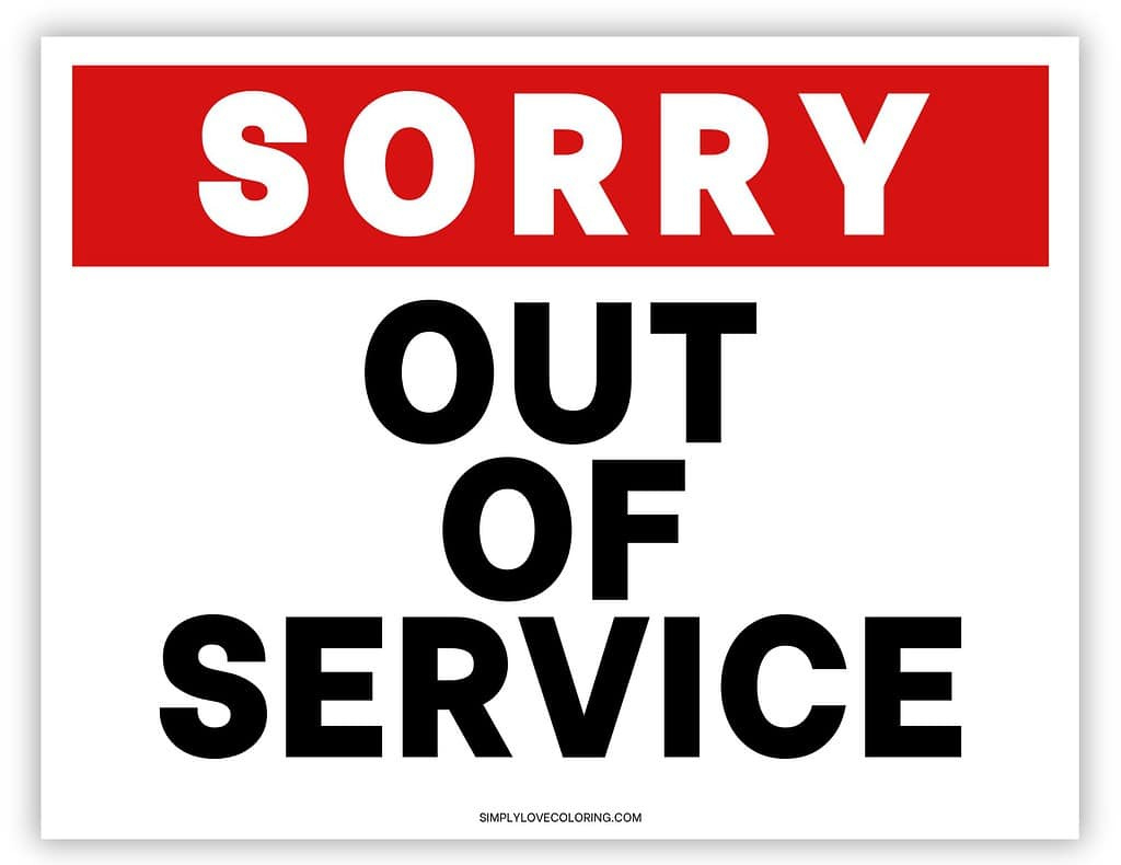 Out Of Service Printable Sign (Free Pdf Download) - Simply Love within Free Printable Out Of Service Sign