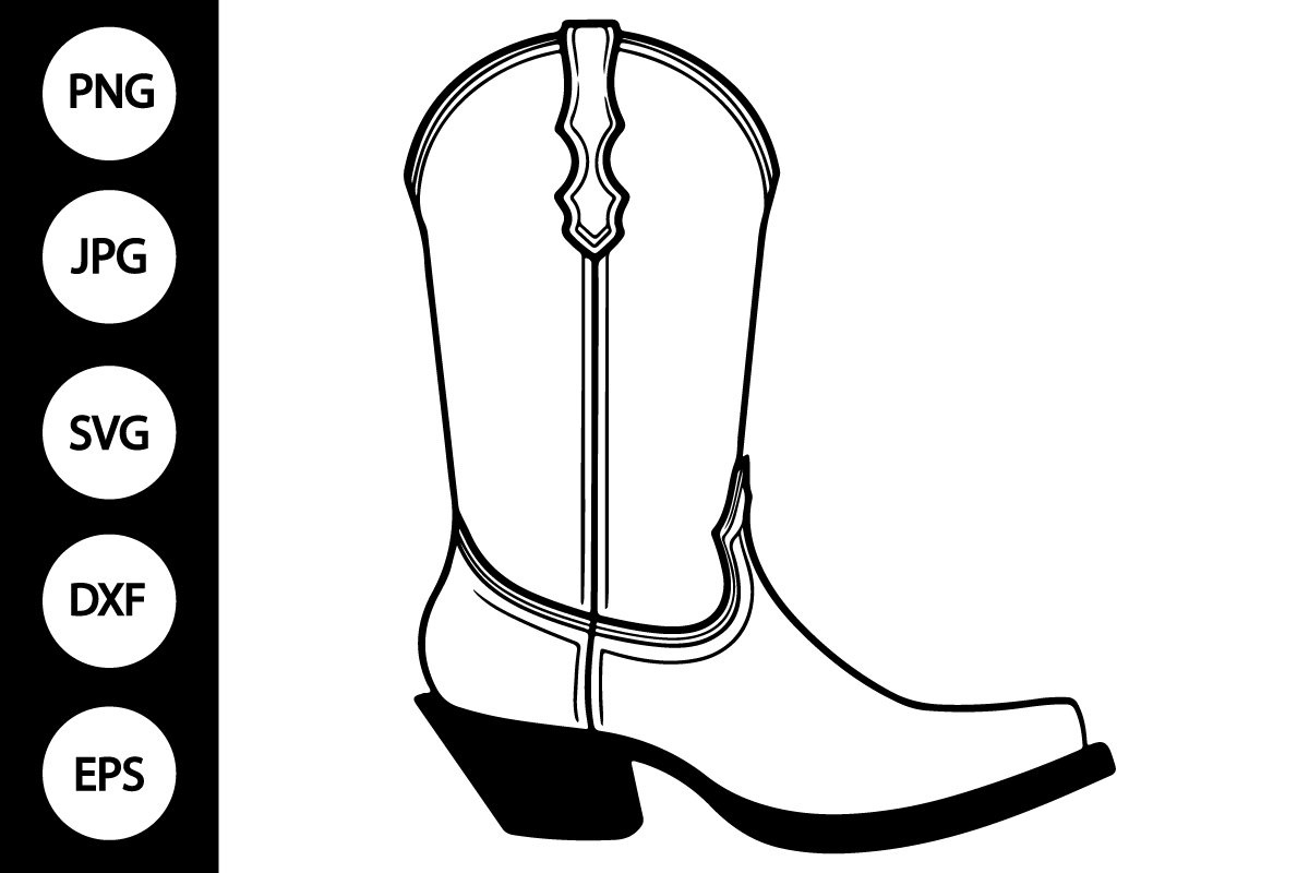 Outline Cowboy Boot Svg, Coloring Page (3088874) in Free Printable Cowboy Boot Stencil