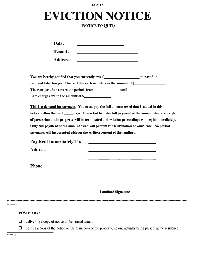 Pa Landlord Association Lafm009 Form - Fill Online, Printable with Free Printable Eviction Notice