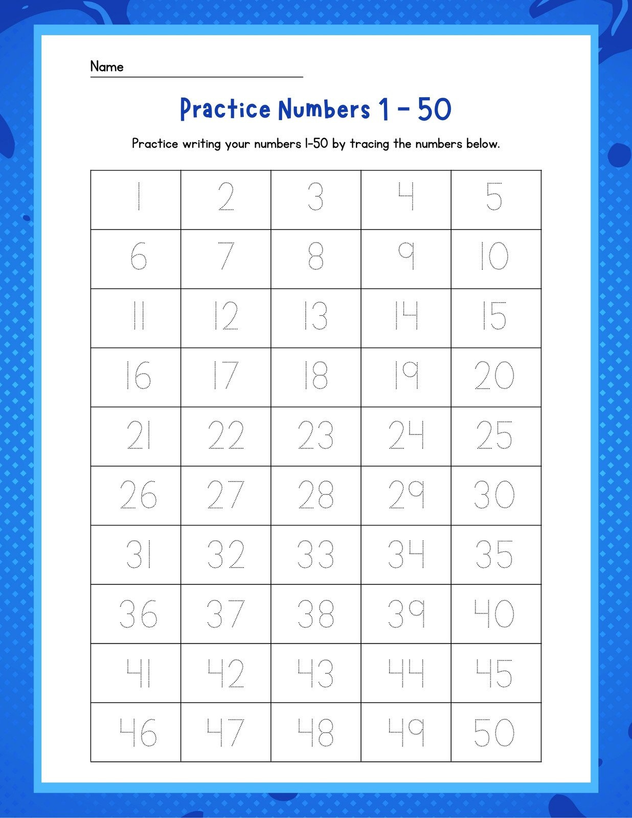 Page 3 - Free And Customizable Numbers Templates - Worksheets Library pertaining to Free Printable Tracing Numbers 1 50