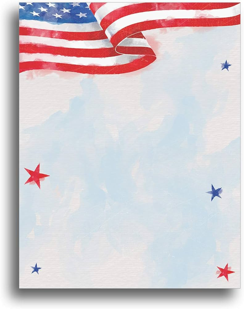 Painted American Flag Stationery Paper - 80 Sheets - Perfect For regarding Free Printable 4Th Of July Stationery