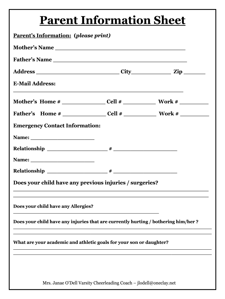 Parent Information Sheet: Fill Out &amp;amp; Sign Online | Dochub with Free Printable Parent Information Sheet