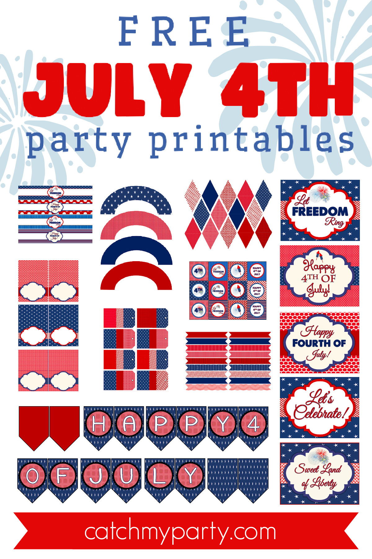 Party On! Free 4Th Of July Printables | Catch My Party in Free Printable 4Th Of July Pictures