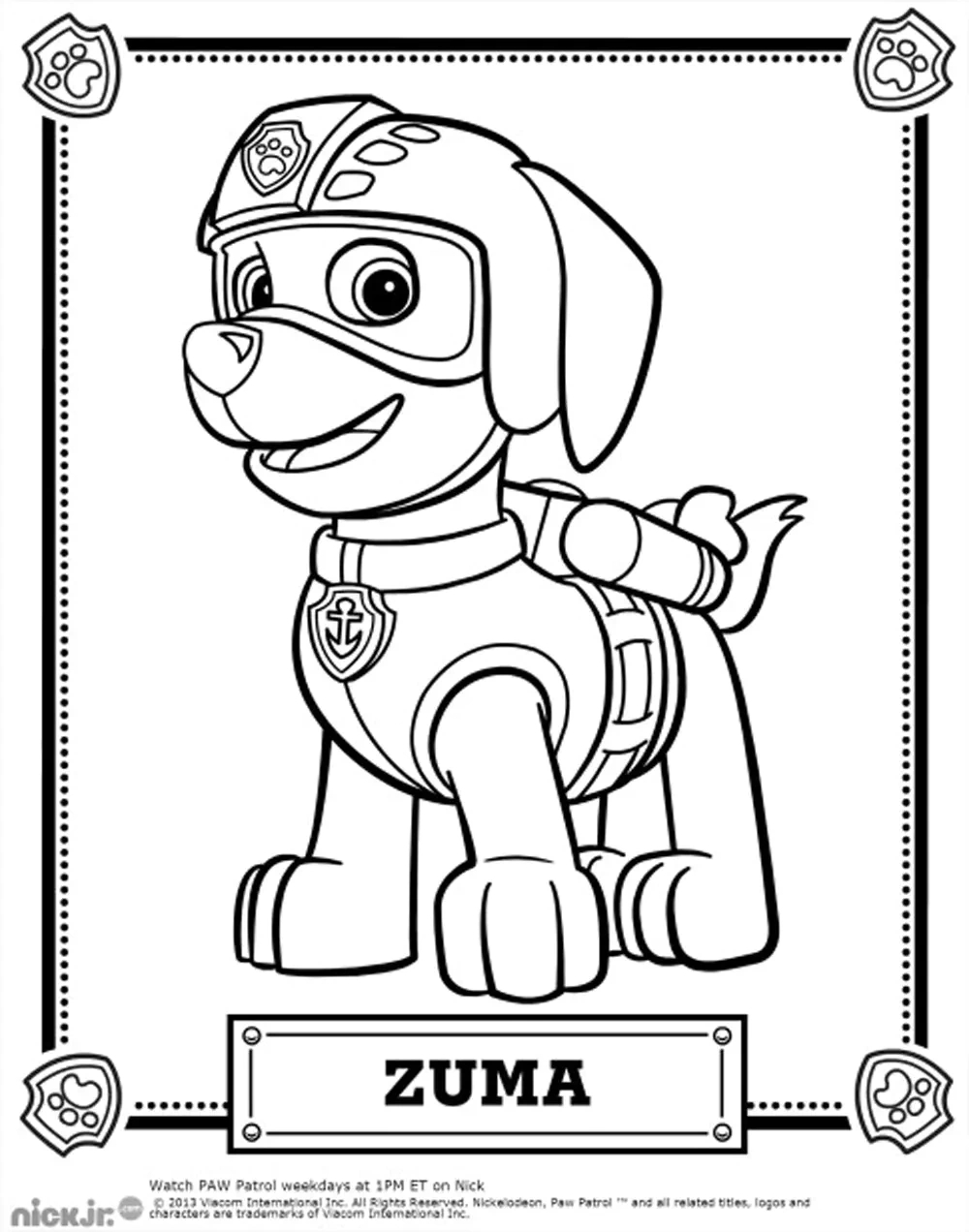 Patrol : Zuma - Paw Patrol Coloring Pages intended for Free Printable Paw Patrol Coloring Pages