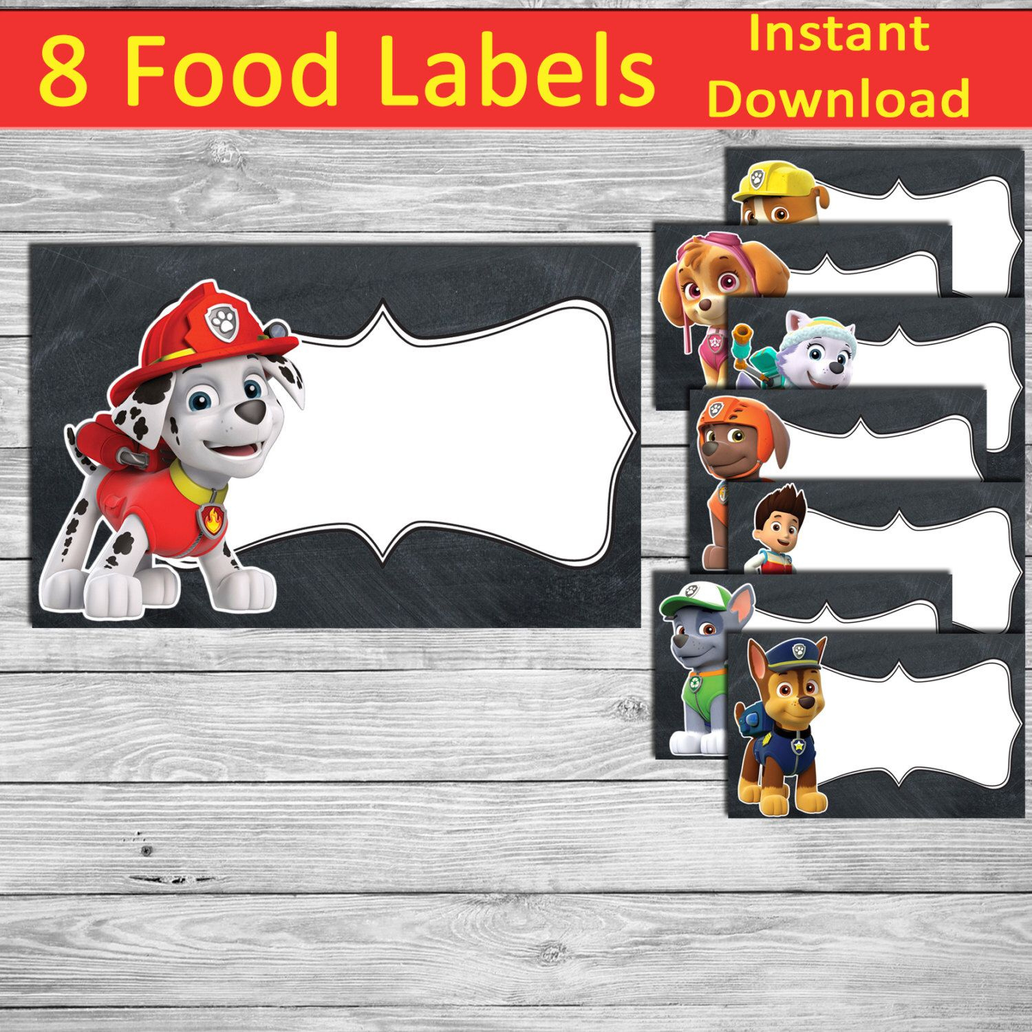 Paw Patrol Birthday Food Labels Paw Patrol Party Decor Digital Paw in Free Printable Paw Patrol Food Labels