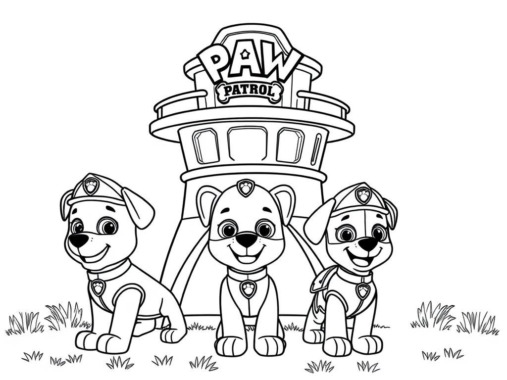 Paw Patrol Coloring Page Featuring A Simple Lookout Tower With A with regard to Free Printable Paw Patrol Coloring Pages