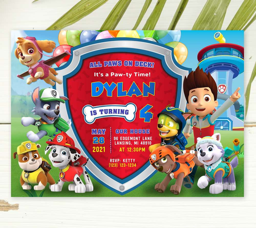 Paw Patrol Invitation Template - Edit Yourself Online Now inside Free Printable Paw Patrol Invitations