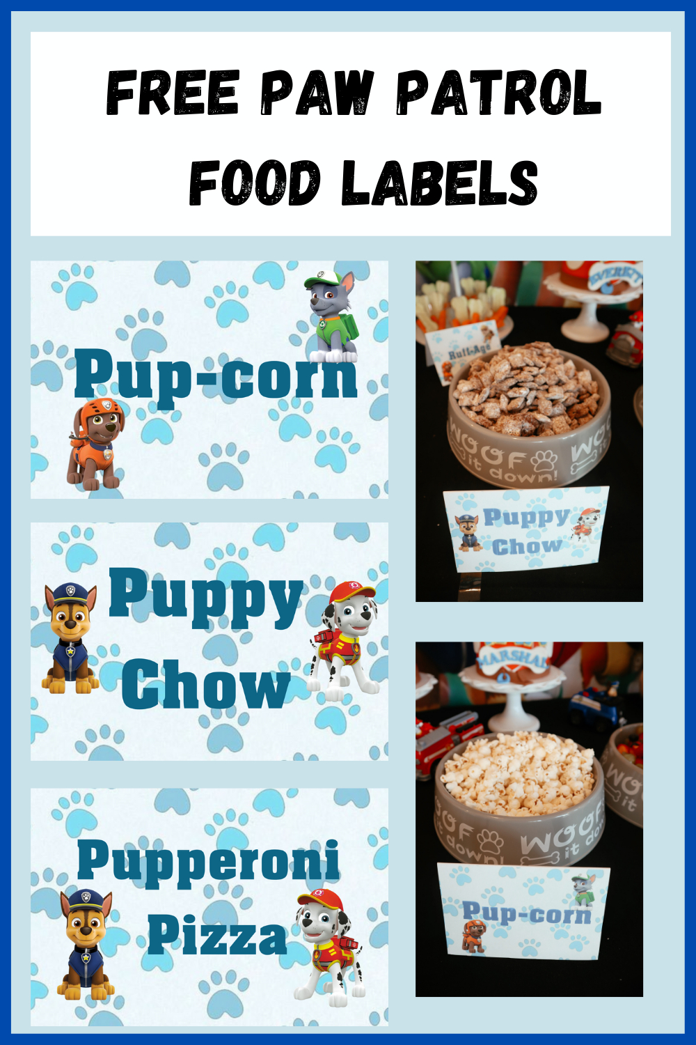 Paw Patrol Party Food Labels with Free Printable Paw Patrol Food Labels