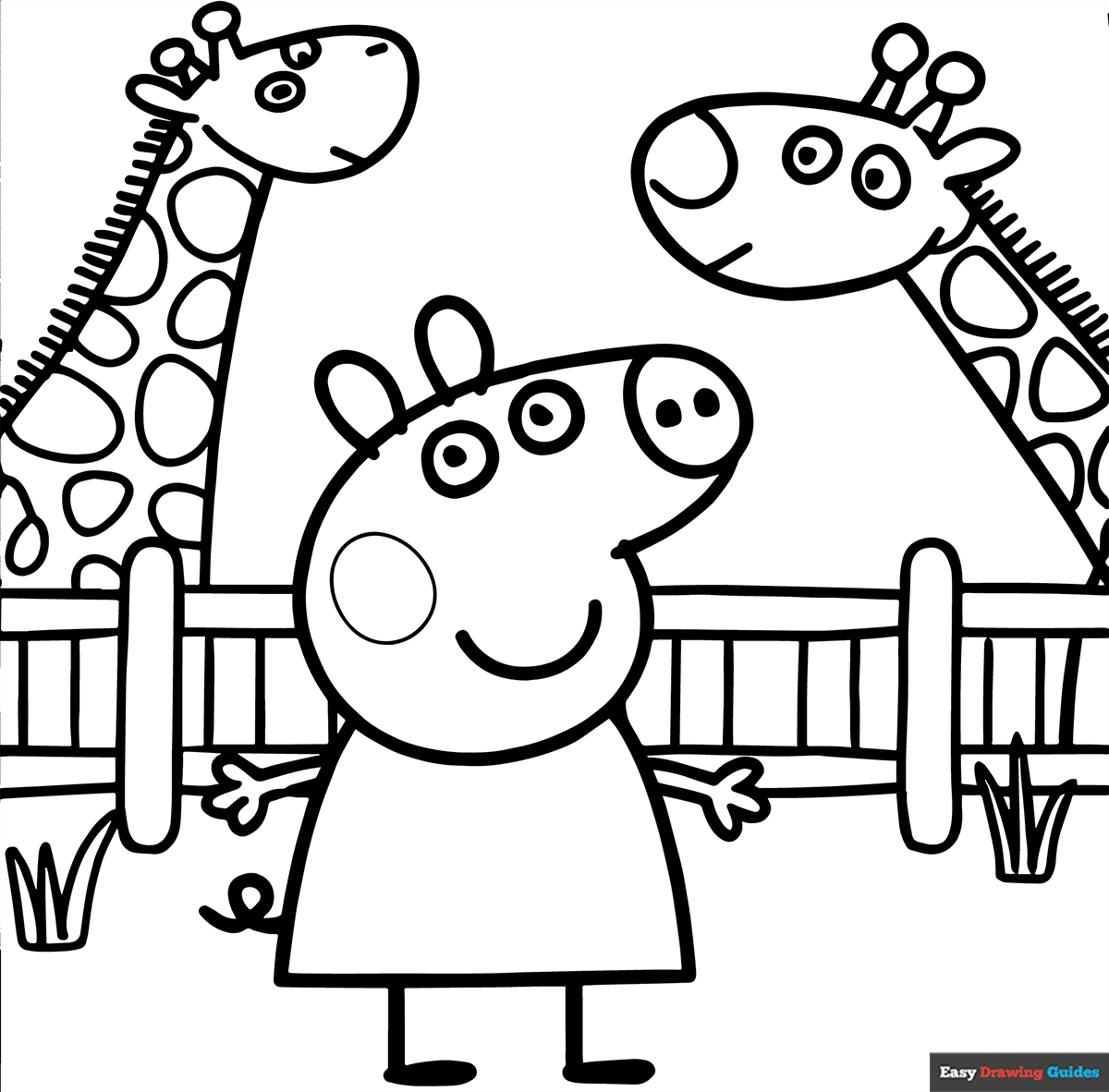 Peppa Pig At The Zoo Coloring Page | Easy Drawing Guides in Peppa Pig Free Printables