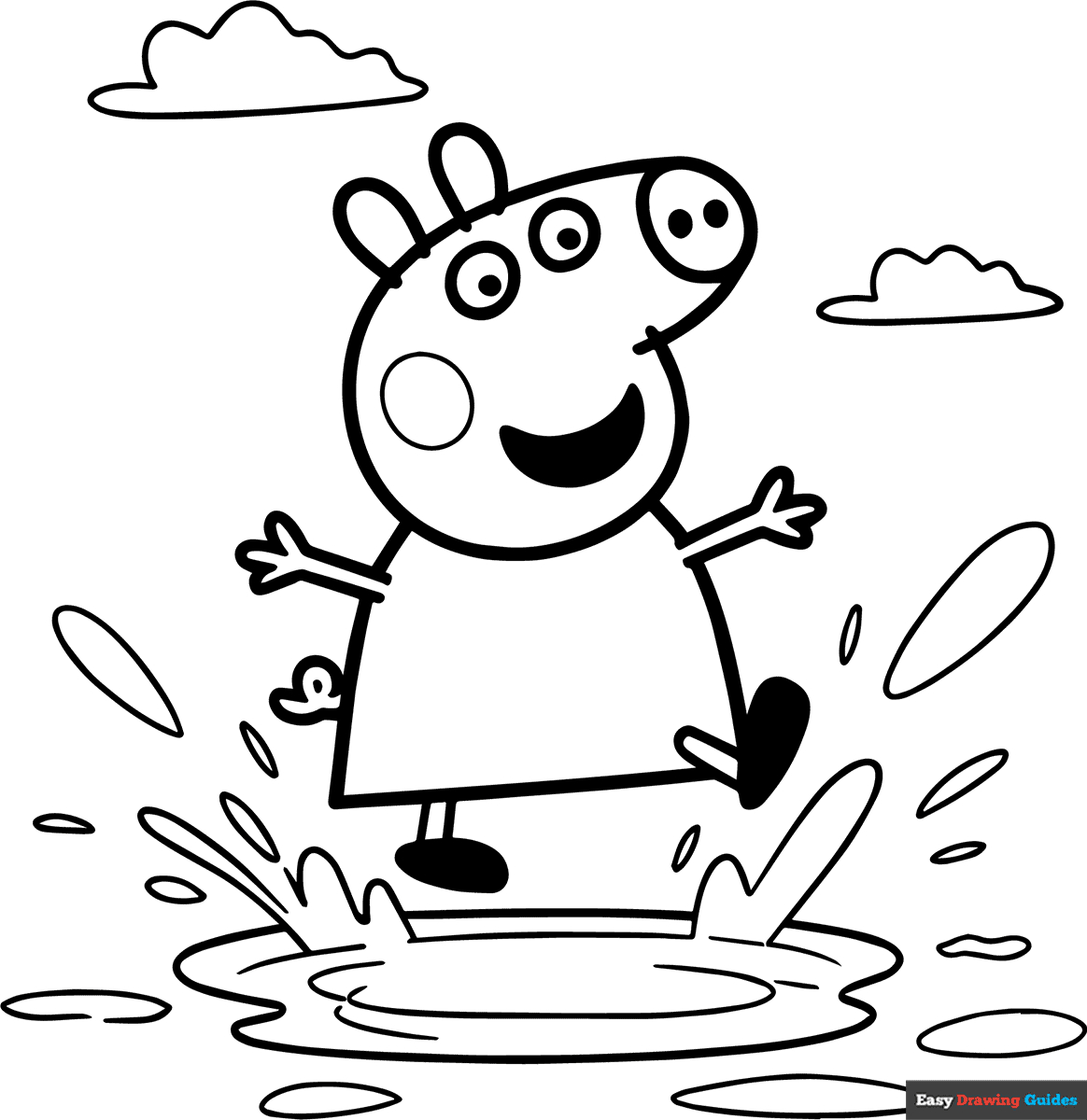Peppa Pig Jumping In A Puddle Coloring Page | Easy Drawing Guides within Peppa Pig Free Printables