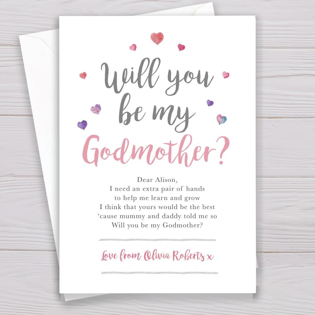 Personalised Will You Be My Godmother, Godfather, Godparents Cards within Will You Be My Godmother Printable Card Free