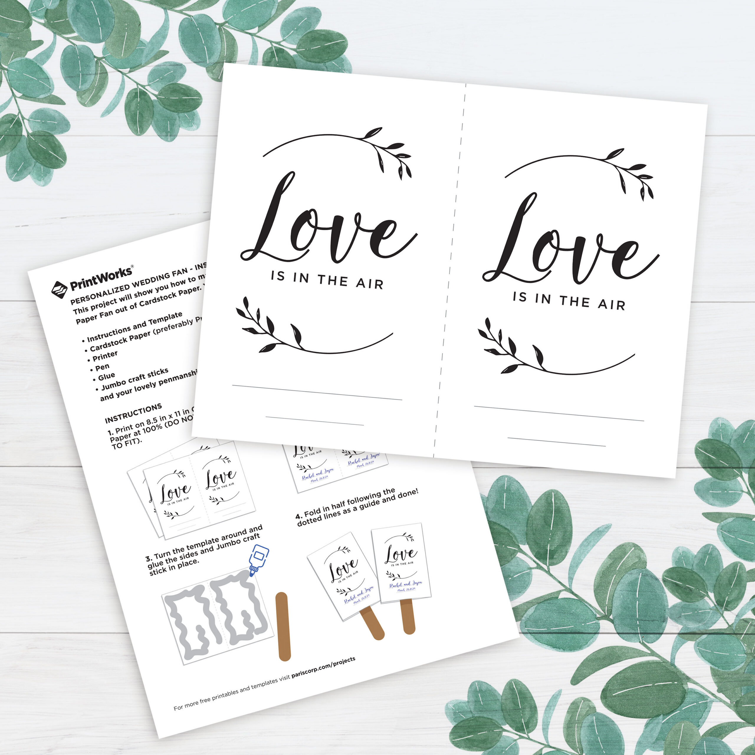 Personalized Wedding Fan - Free Printable From Printworks with Free Printable Wedding Fan Templates