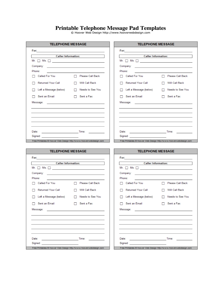 Phone Message Template - Fill Online, Printable, Fillable, Blank pertaining to Free Printable Message Sheets