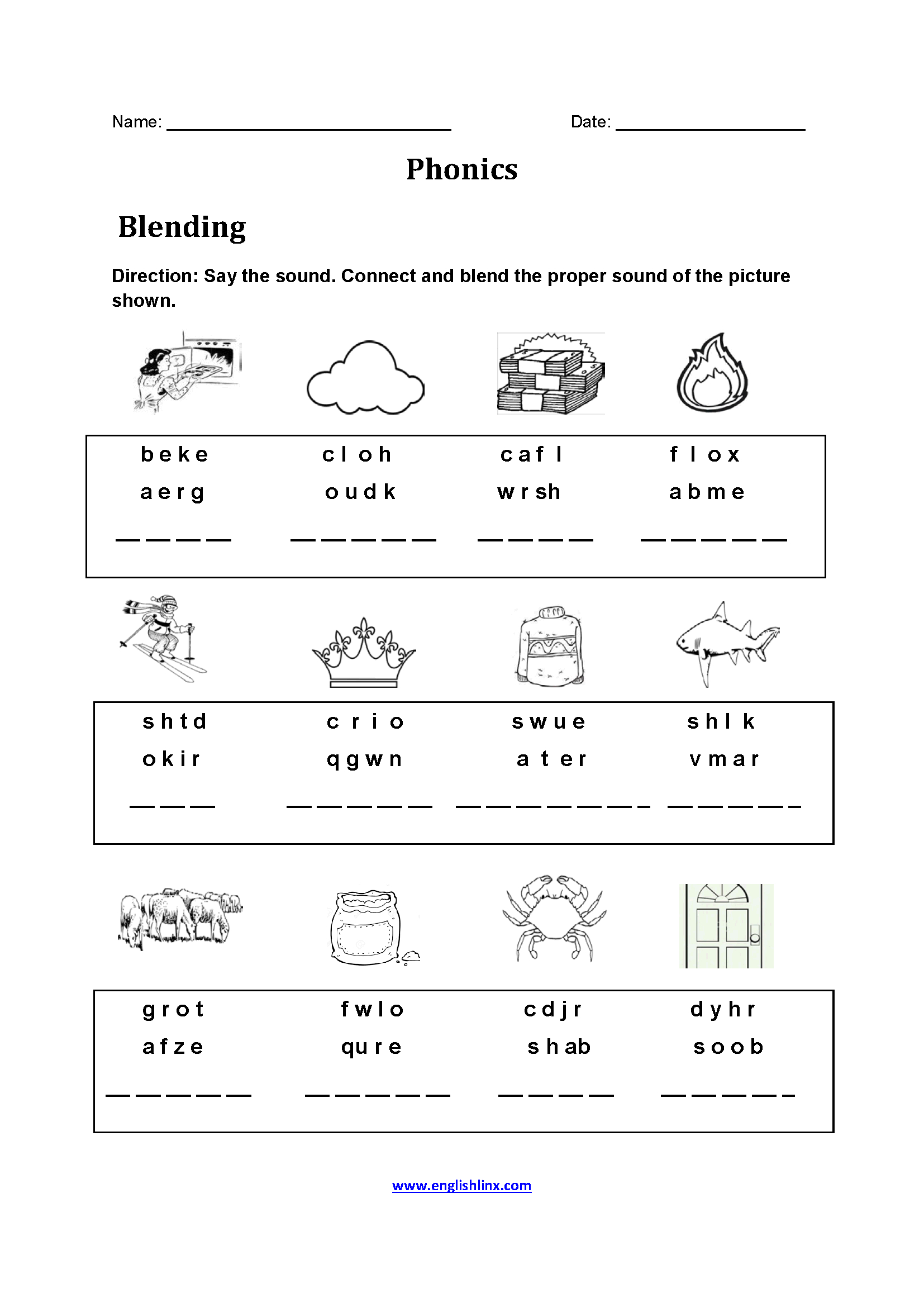 Phonics Worksheets | Blending Phonics Worksheets intended for Free Printable Phonics Worksheets For 4Th Grade