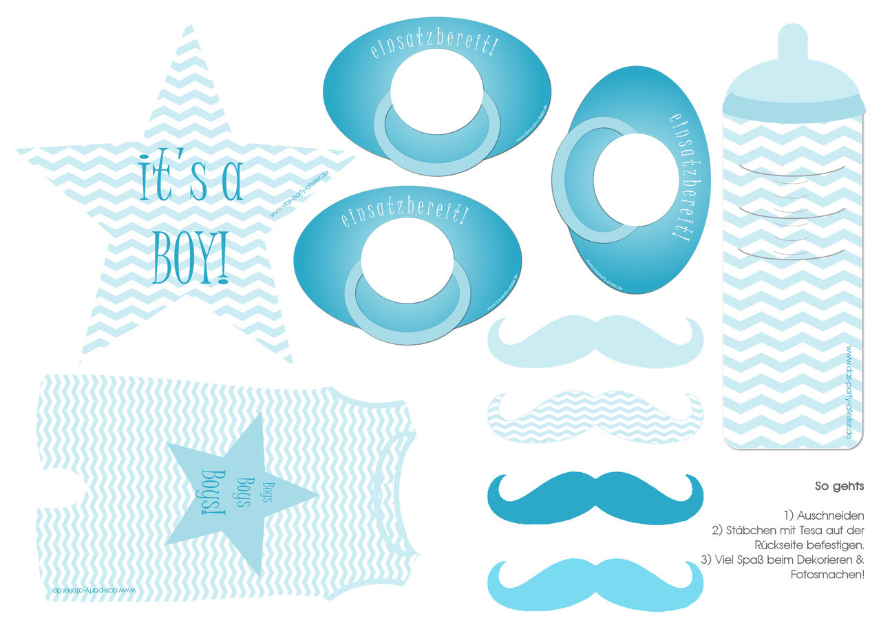 Photobooth Utensilen Babyparty Boy (Pdf Download) regarding Free Printable Boy Baby Shower Photo Booth Props