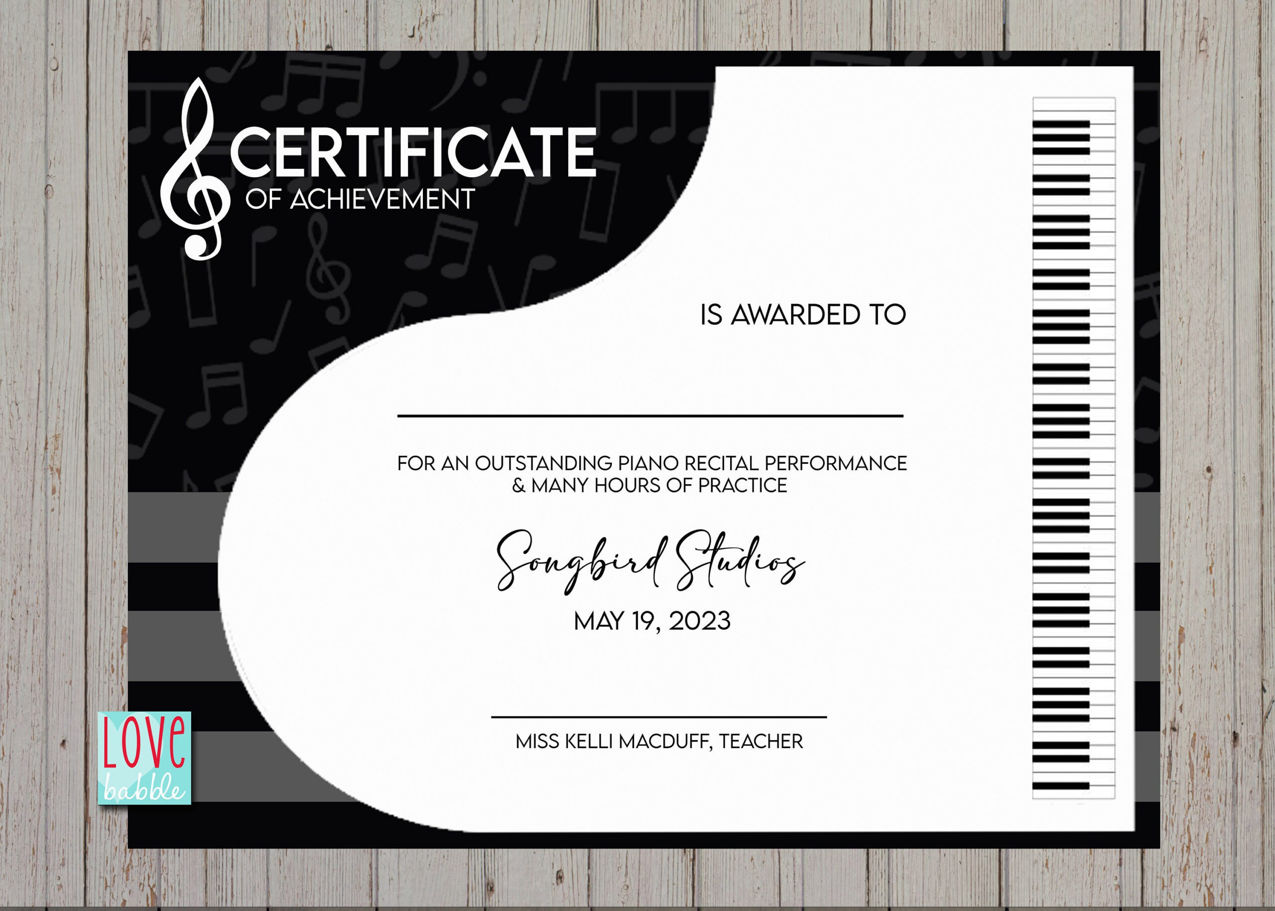 Piano | Music | Award | Recital | Certificate - Printable Digital pertaining to Free Printable Piano Recital Certificates