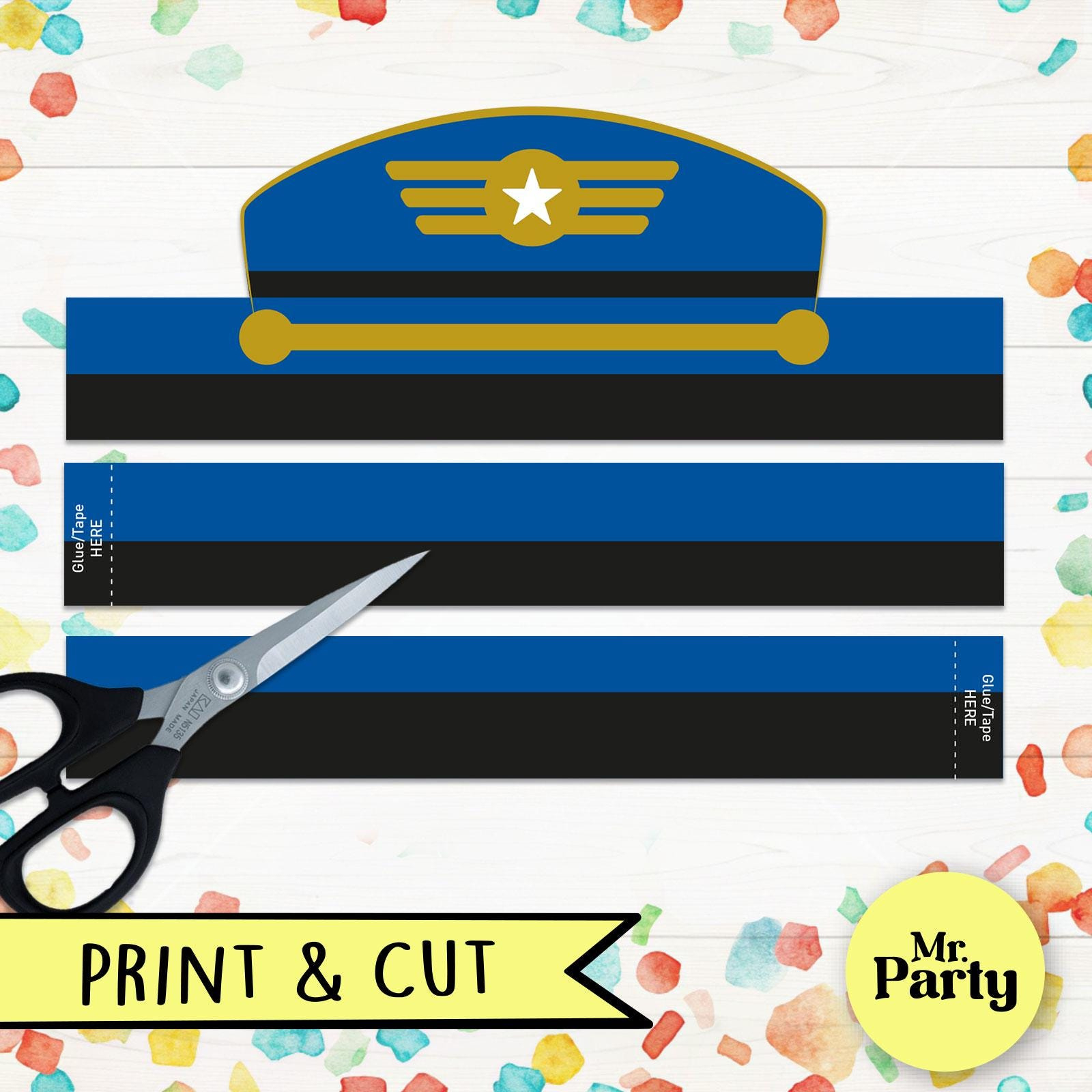 Pilot Hat Paper Crown, Printable Pilot Hat, Pilot Hat Party in Free Printable Pilot Hat Template