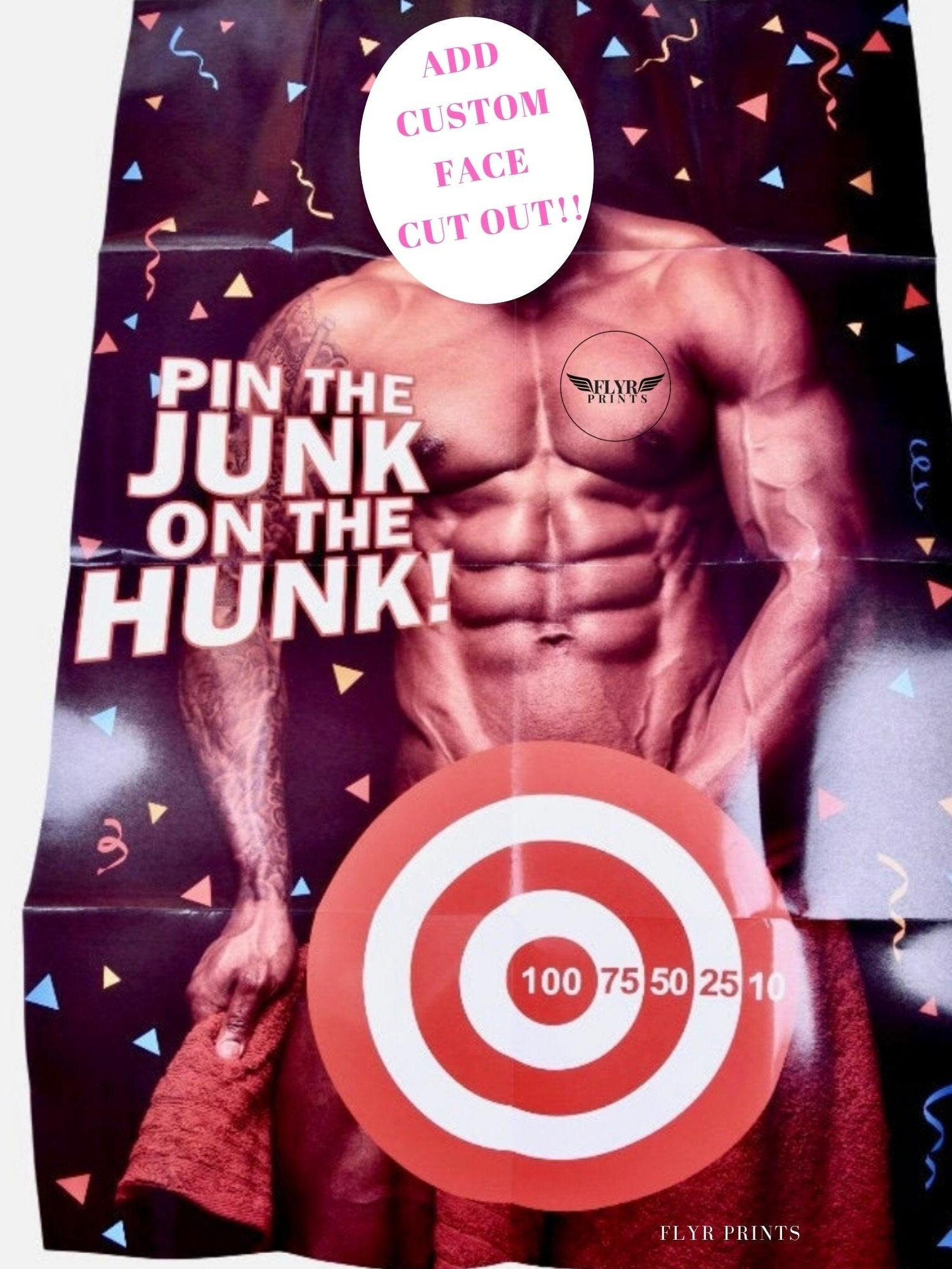 Pin The Junk On The Hunk Custom Poster Game - Etsy Singapore for Pin The Junk On The Hunk Free Printable