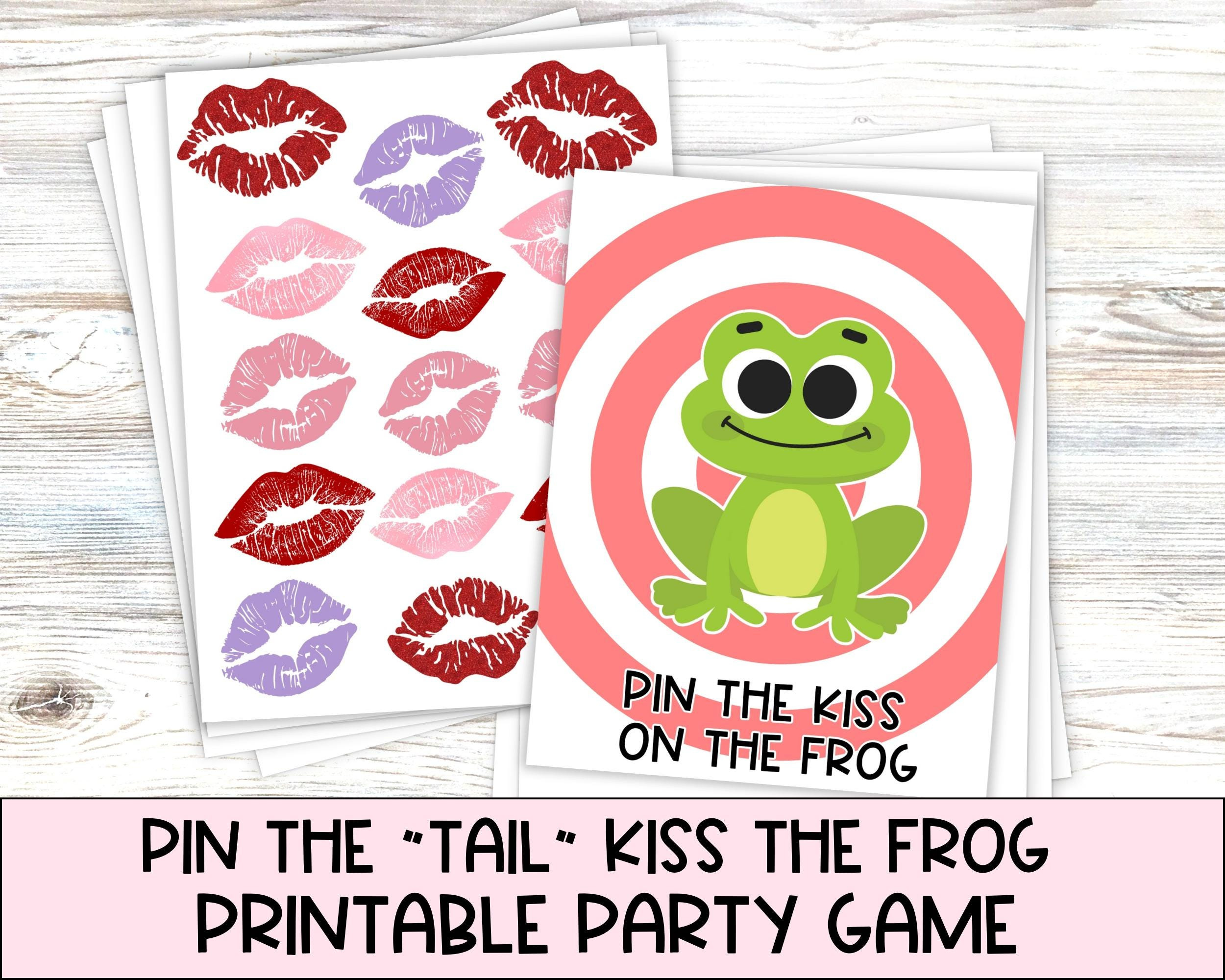 Pin The Kiss On Frog - Etsy for Pin The Kiss On The Frog Free Printable