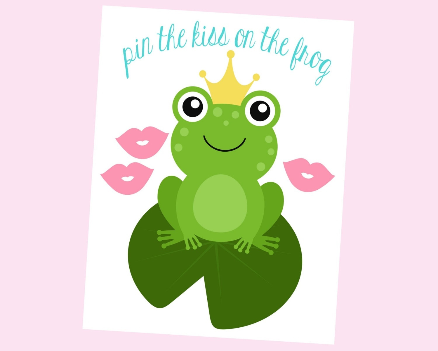 Pin The Kiss On The Frog. Printable Game For Princess Party. Frog for Pin The Kiss On The Frog Free Printable