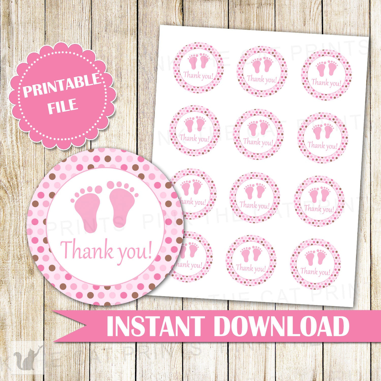 Pink Brown Baby Girl Shower Gift Favor Labels Baby Girl Shower intended for Free Printable Baby Shower Labels And Tags