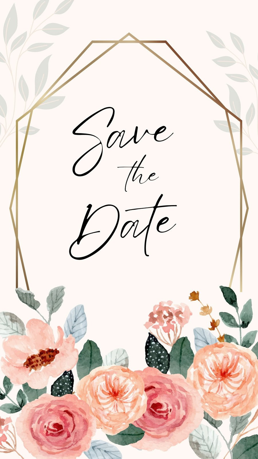 Pink Modern Watercolor Flower Save The Mobile Video pertaining to Free Printable Save The Date Templates