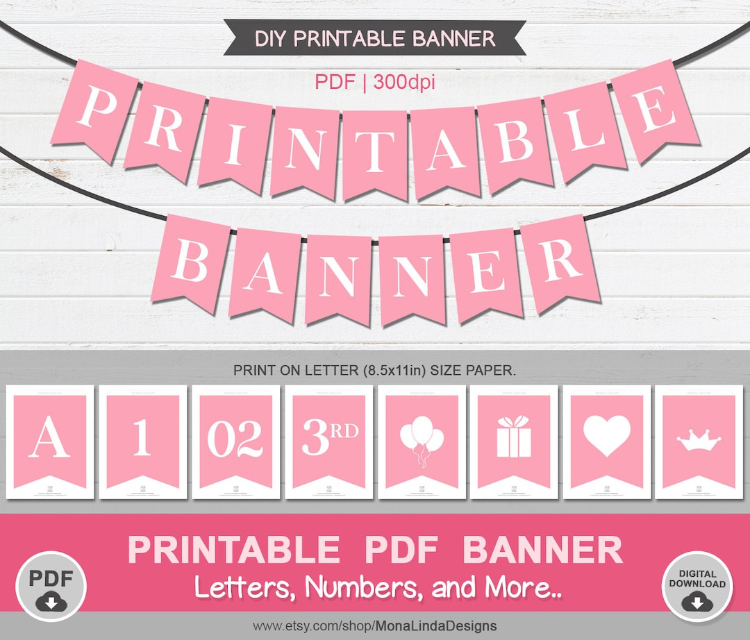 Pink Printable Pdf Banner,Printable Alphabet Letter Banner within Free Printable Pink Banner