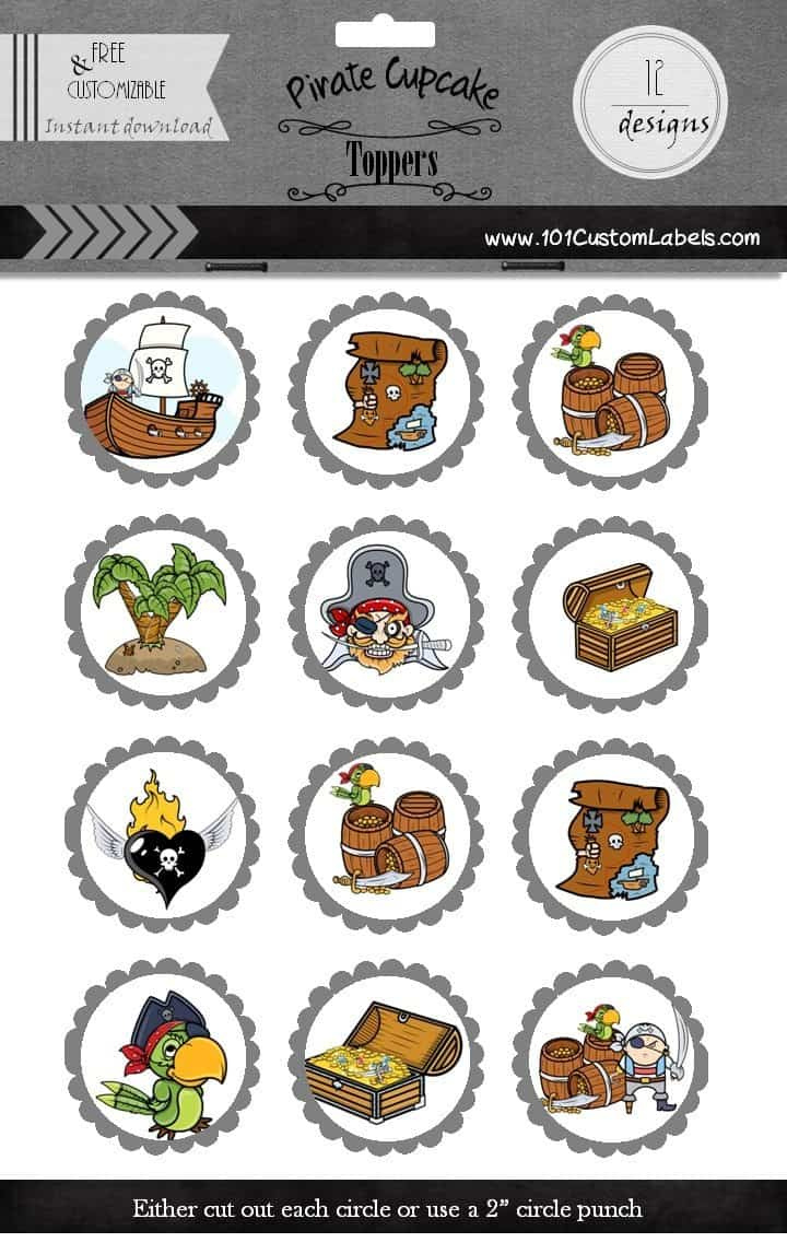 Pirate Cupcake Toppers within Free Printable Pirate Cupcake Toppers