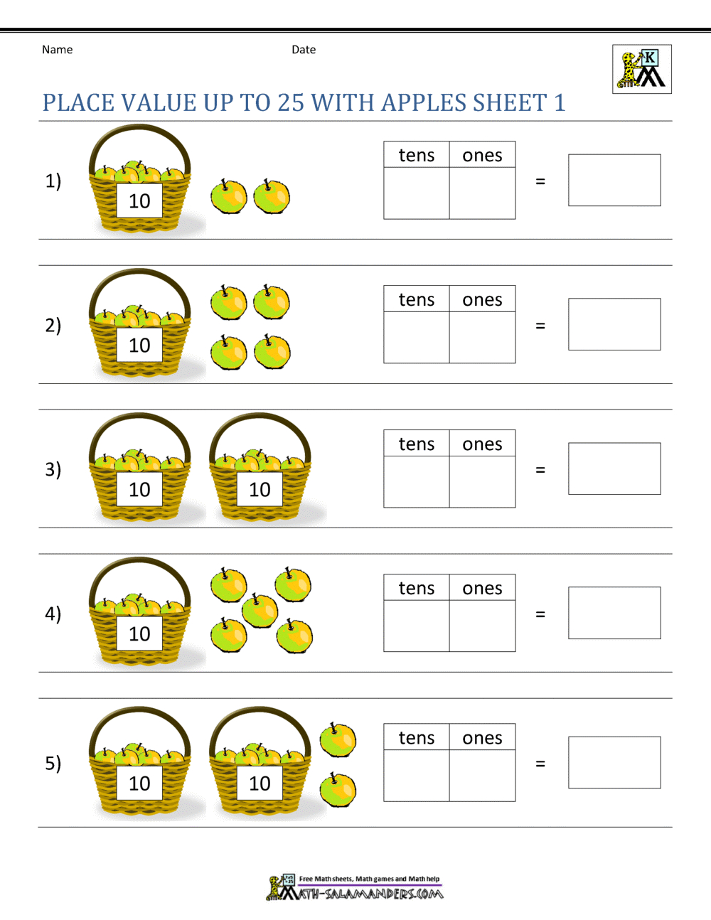 Place Value Worksheets For Kindergarten within Free Printable Place Value Worksheets