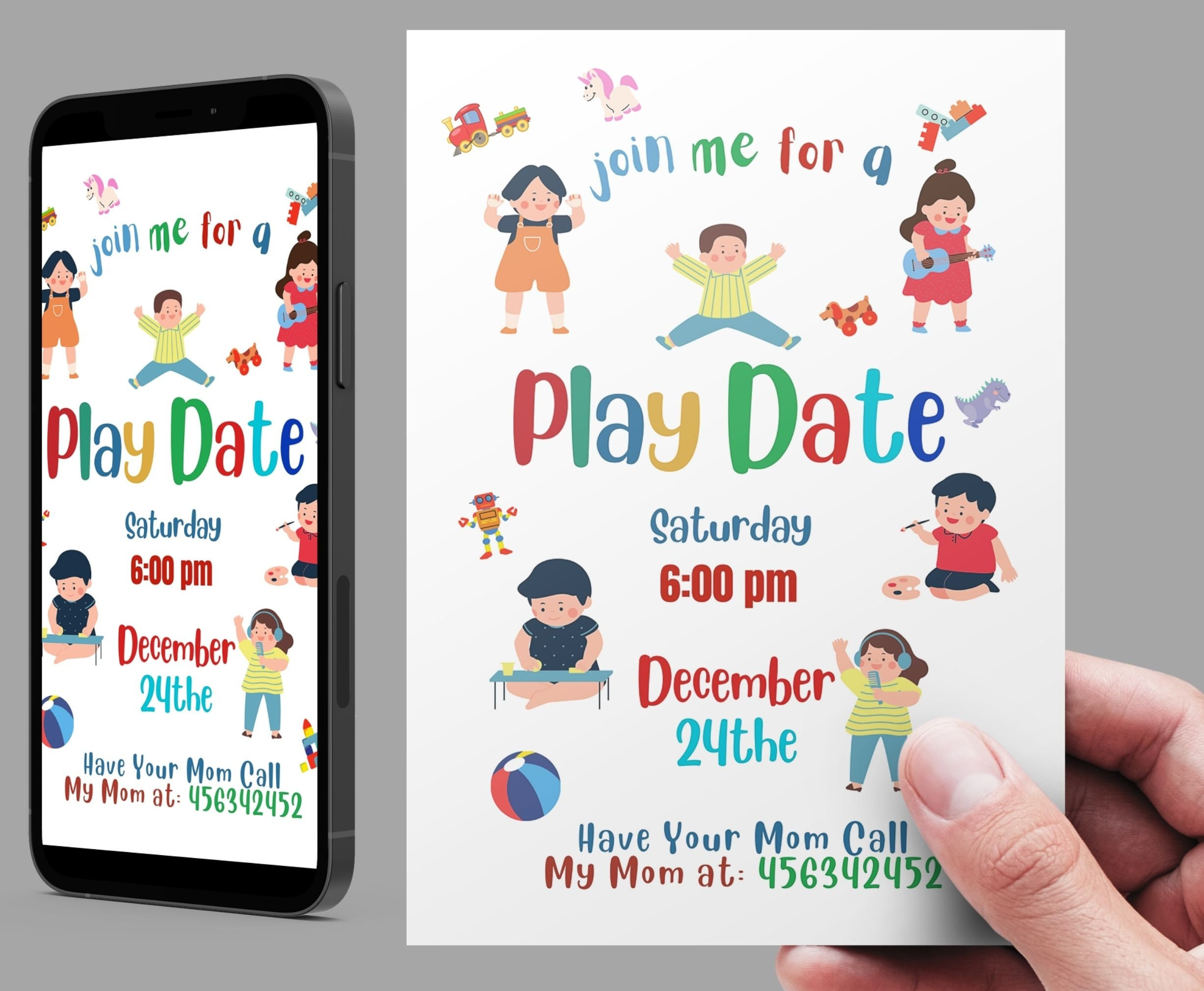 Playdate Invitation Template Editable Printable Playdate Card with Play Date Invitations Free Printable